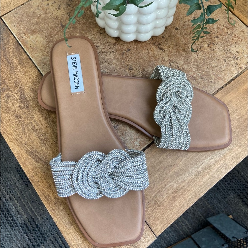 Steve Madden Silver and Tan Women's Sandals